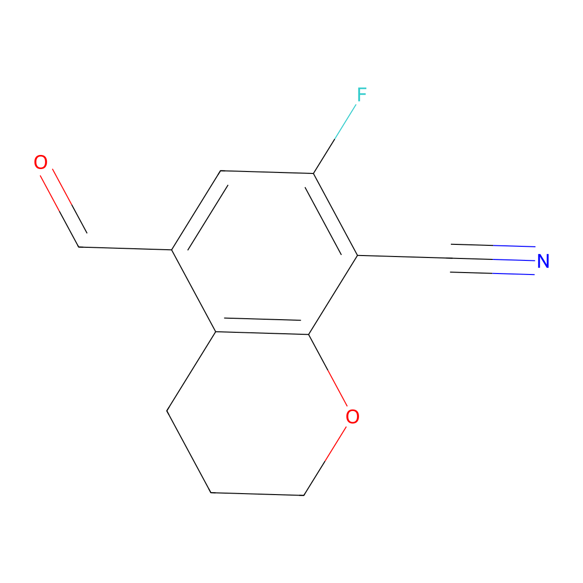7-Fluoro-5-formyl-chromane-8-carbonitrile molecular structure, CAS 2891599-60-1