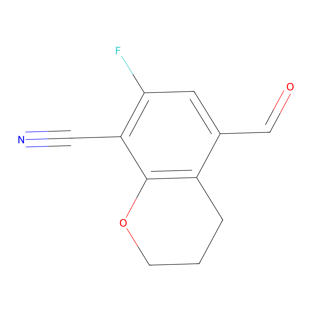 7-Fluoro-5-formyl-chromane-8-carbonitrile molecular structure, CAS 2891599-60-1