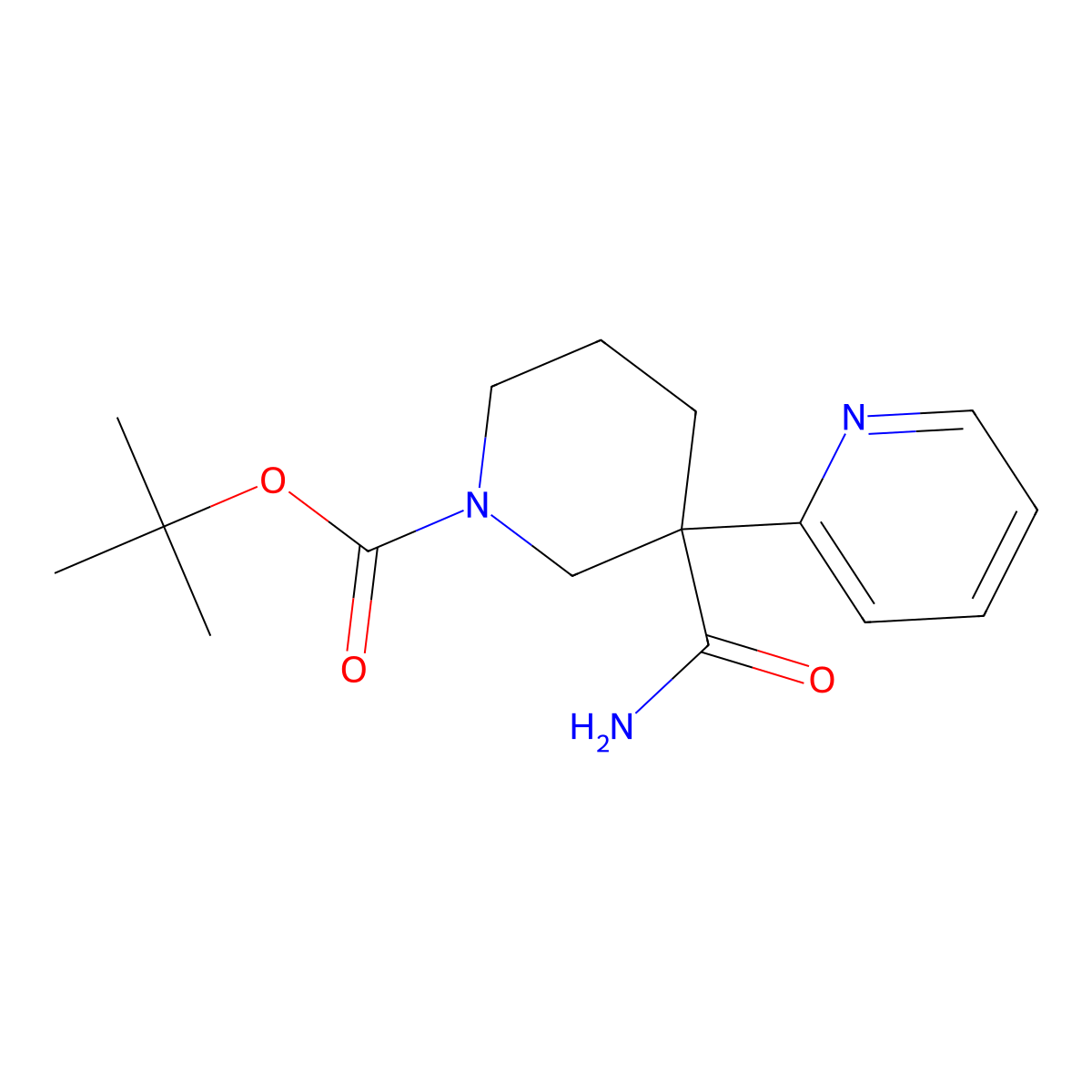 Tert-butyl 3-carbamoyl-3-(2-pyridyl)piperidine-1-carboxylate molecular structure, CAS 2891599-67-8