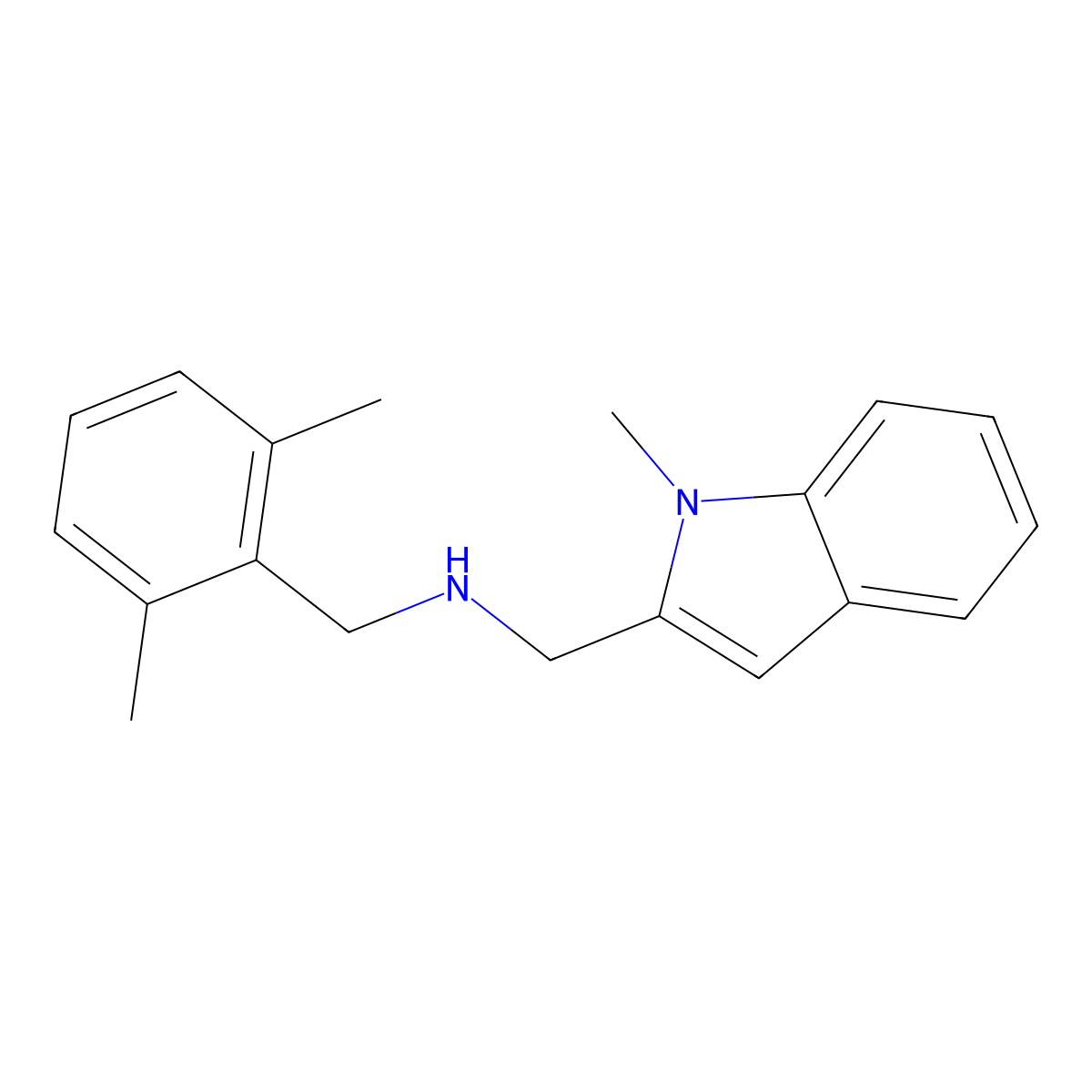N-[(2,6-dimethylphenyl)methyl]-1-(1-methylindol-2-yl)methanamine molecular structure, CAS 2891599-69-0