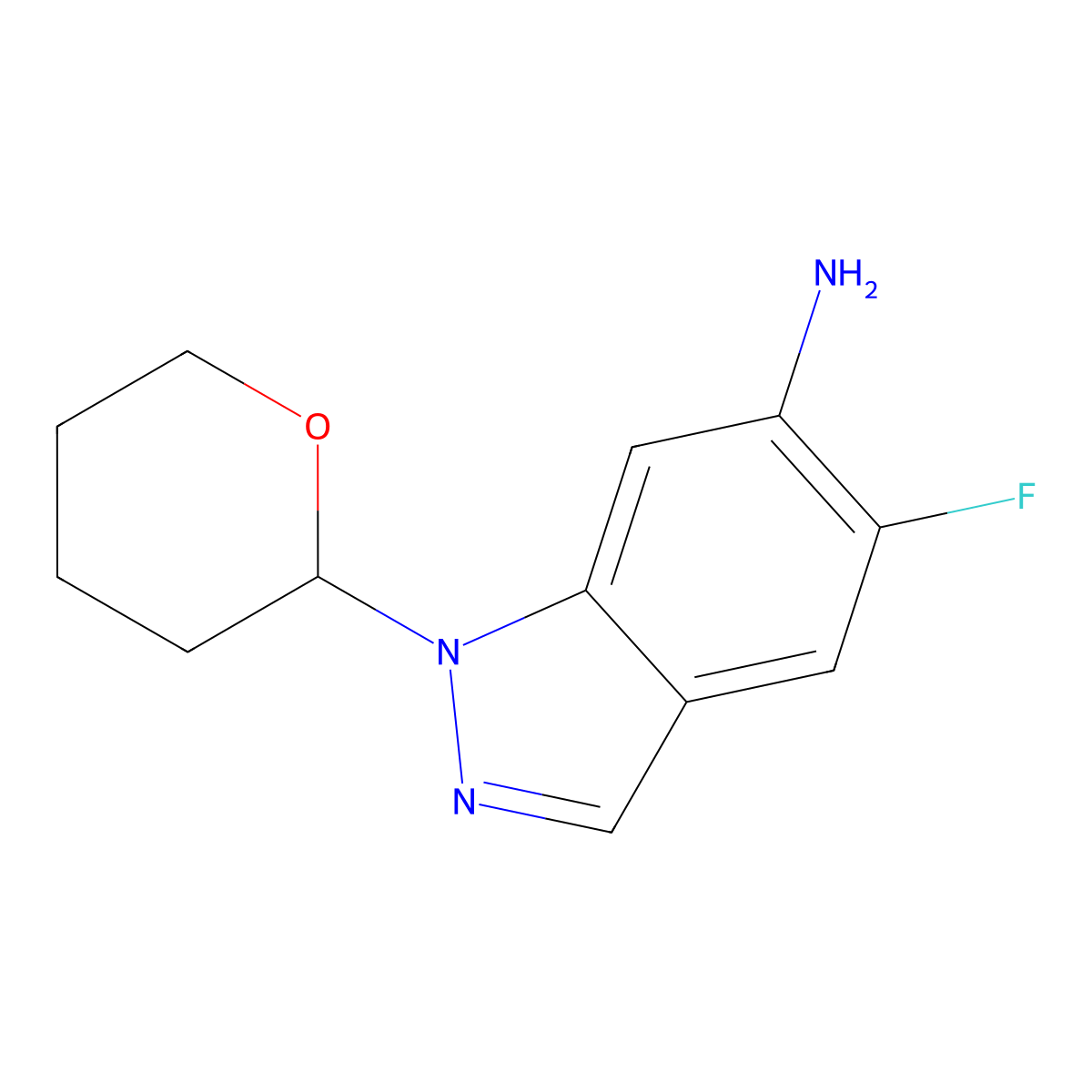 5-Fluoro-1-tetrahydropyran-2-yl-indazol-6-amine molecular structure, CAS 2891599-70-3