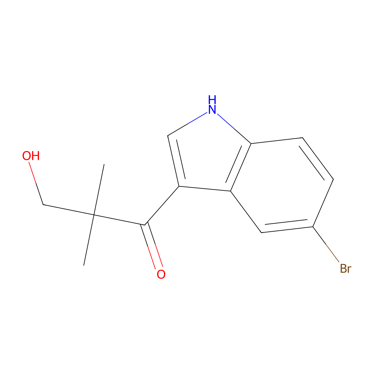 1-(5-bromo-1H-indol-3-yl)-3-hydroxy-2,2-dimethyl-propan-1-one molecular structure, CAS 2891599-71-4