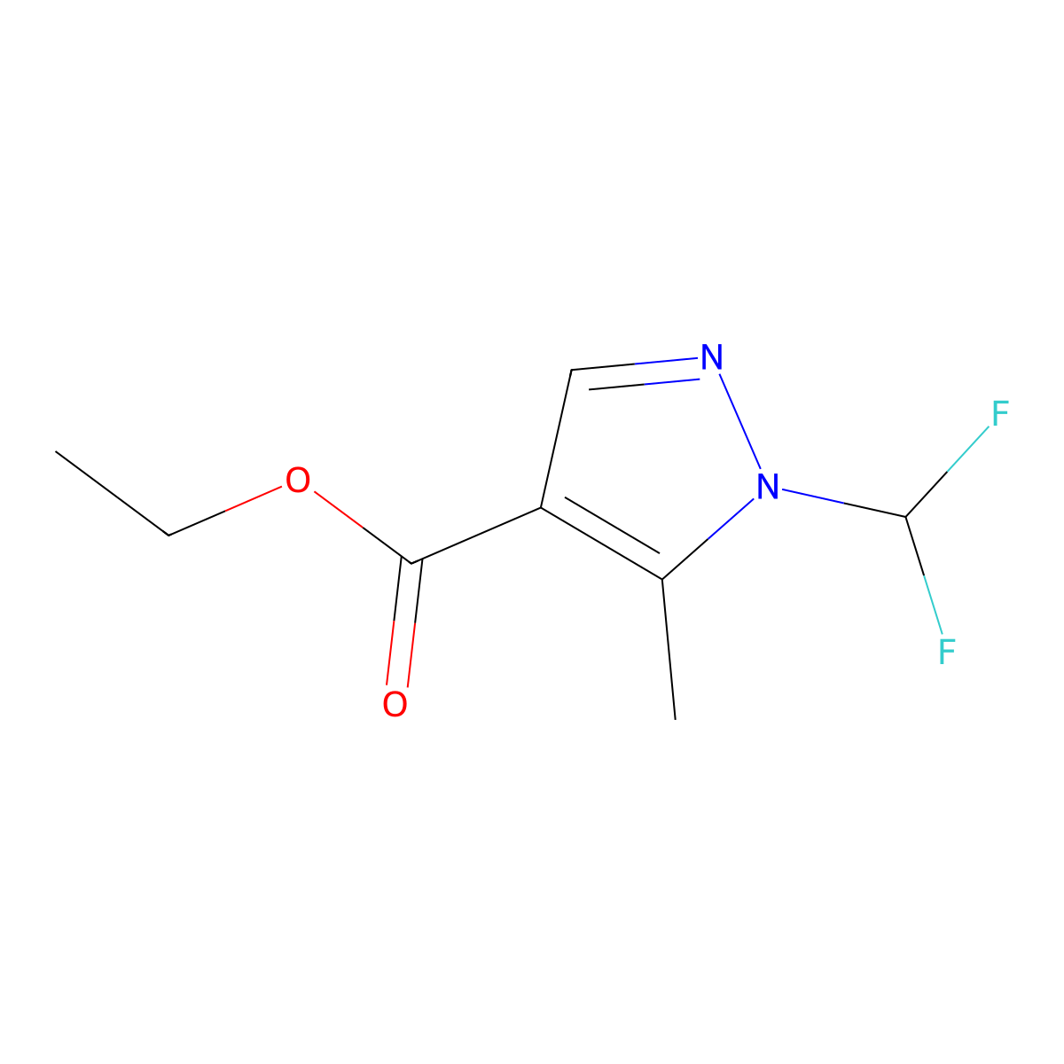 Ethyl 1-(difluoromethyl)-5-methyl-pyrazole-4-carboxylate molecular structure, CAS 2891599-77-0