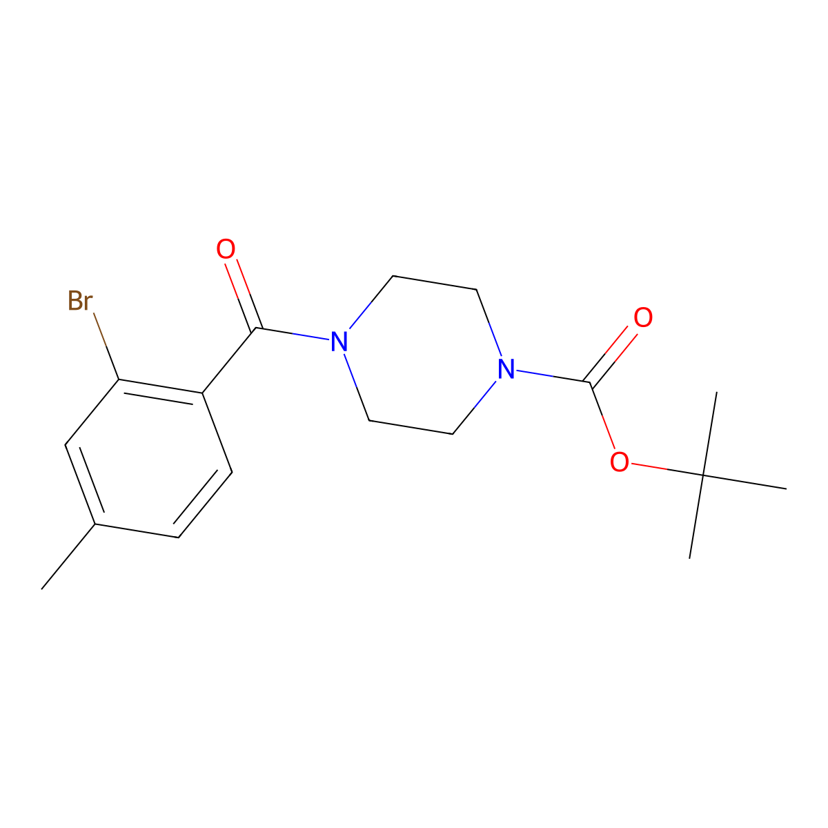 tert-Butyl 4-(2-bromo-4-methylbenzoyl)piperazine-1-carboxylate molecular structure, CAS 2891599-79-2