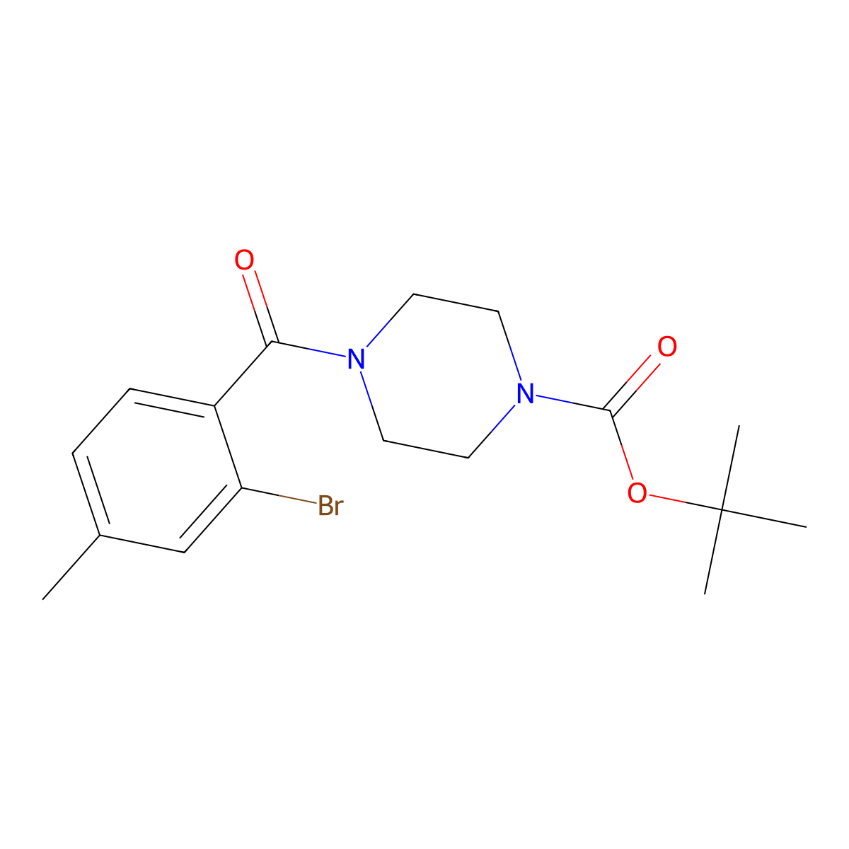 tert-Butyl 4-(2-bromo-4-methylbenzoyl)piperazine-1-carboxylate molecular structure, CAS 2891599-79-2