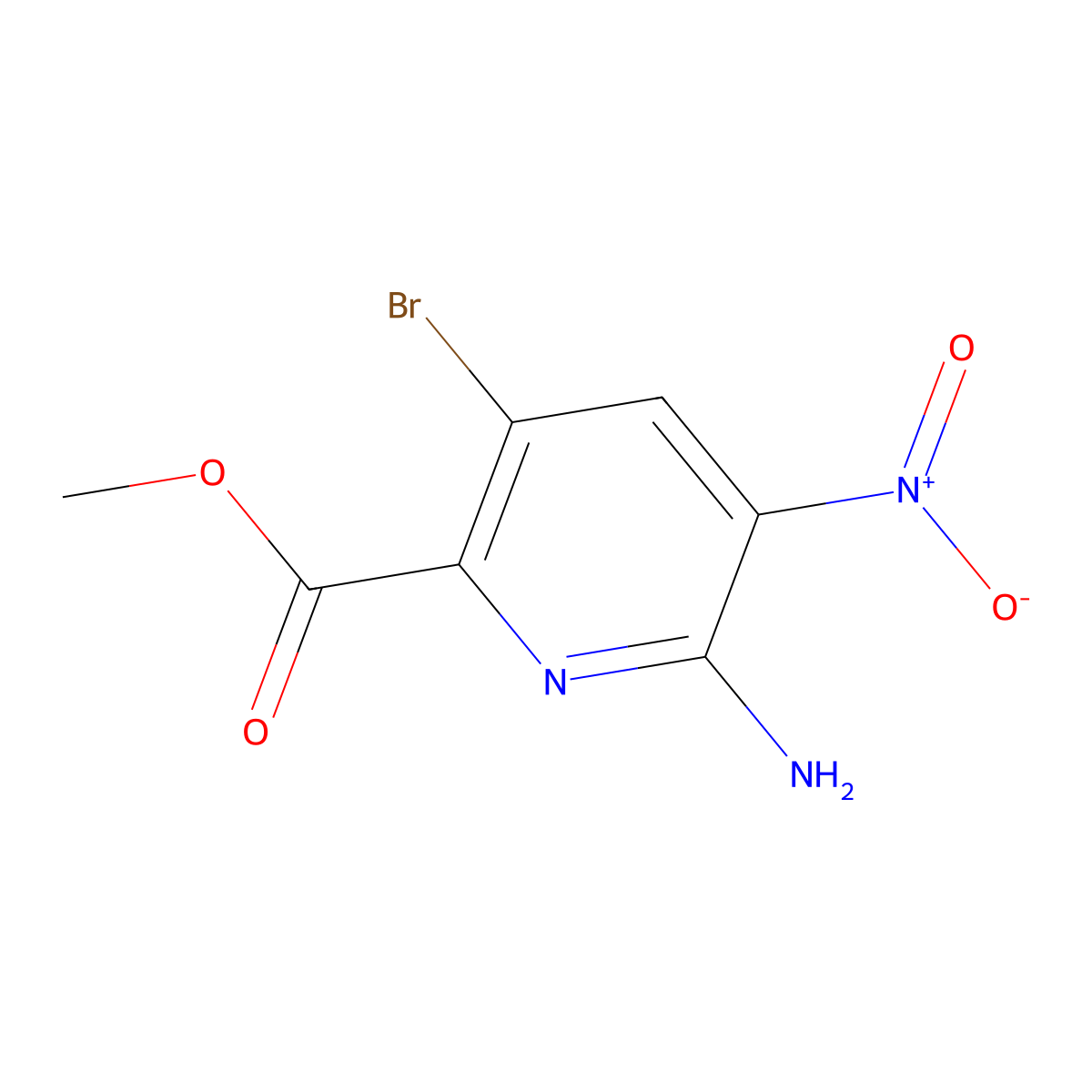 Methyl 6-amino-3-bromo-5-nitropyridine-2-carboxylate molecular structure, CAS 2891599-90-7