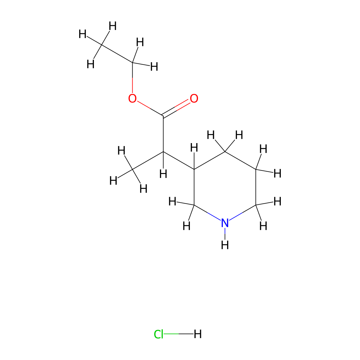 Ethyl 2-(piperidin-3-yl)propanoate hydrochloride molecular structure, CAS 2891600-04-5