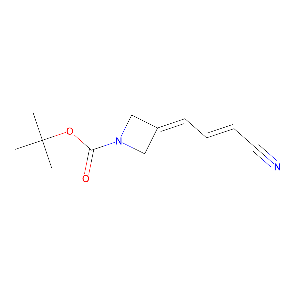 tert-butyl 3-[(E)-3-cyanoprop-2-enylidene]azetidine-1-carboxylate molecular structure, CAS 2891606-49-6