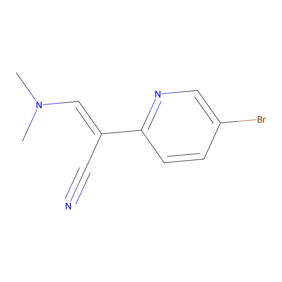 2-(5-Bromopyridin-2-yl)-3-(dimethylamino)acrylonitrile molecular structure, CAS 2891606-51-0