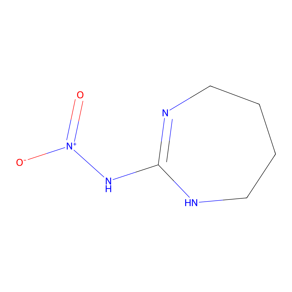 1H-1,3-Diazepine, hexahydro-2-(nitroimino)- molecular structure, CAS 28917-15-9