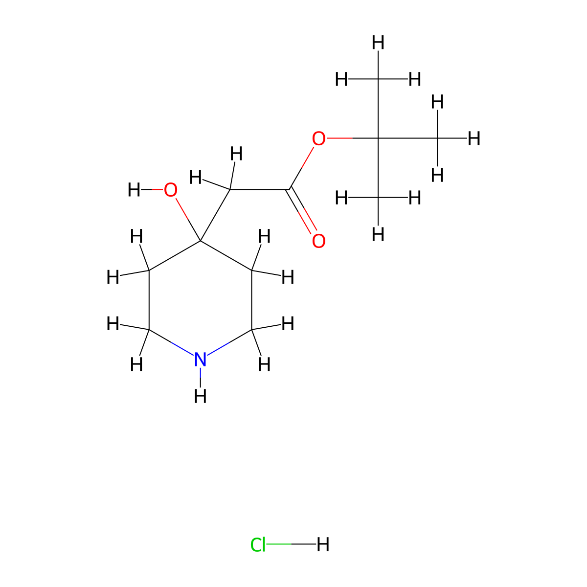 tert-Butyl 2-(4-hydroxypiperidin-4-yl)acetate hydrochloride molecular structure, CAS 2891766-50-8