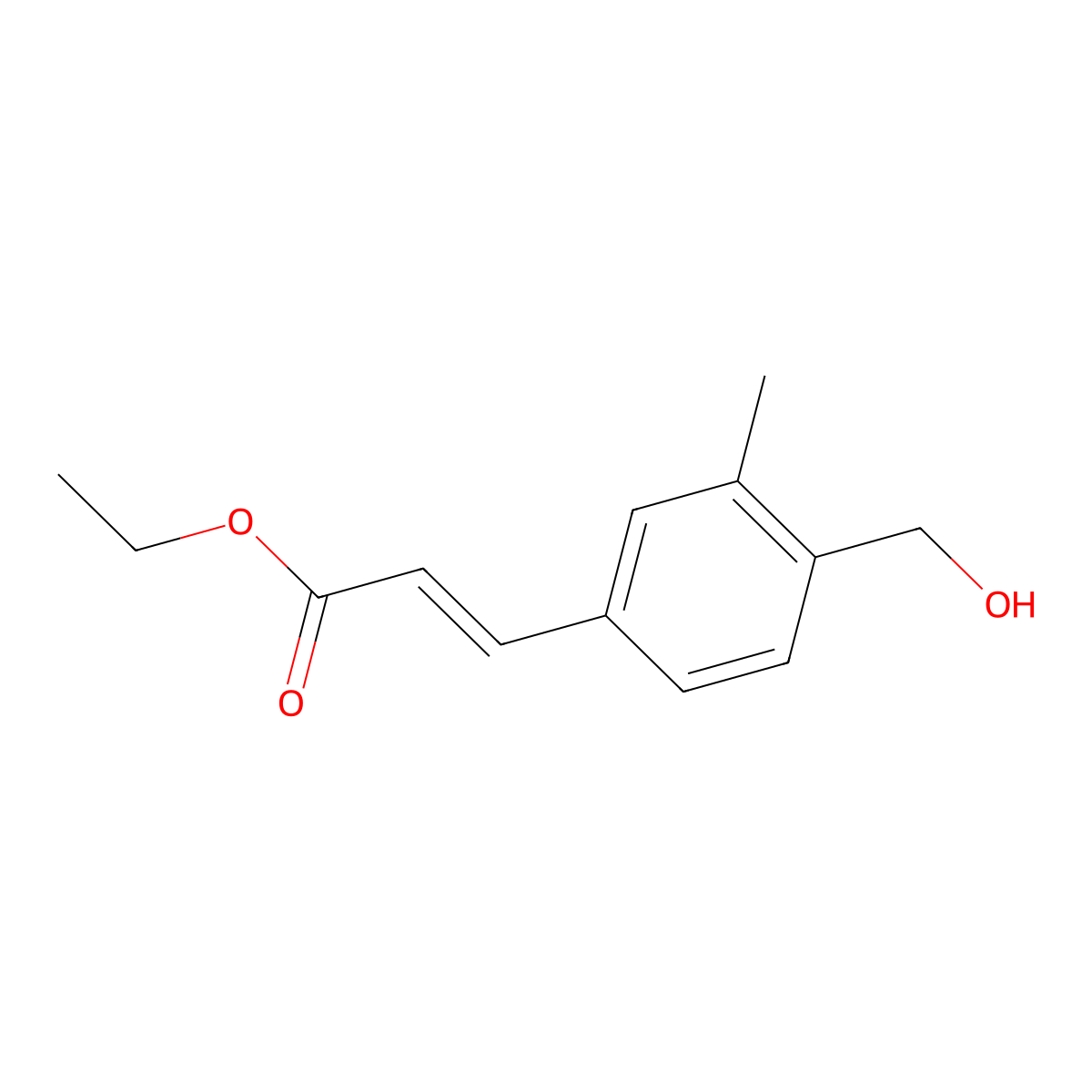 Ethyl 3-(4-(hydroxymethyl)-3-methylphenyl)acrylate molecular structure, CAS 2891801-27-5