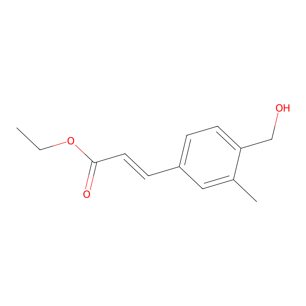 Ethyl 3-(4-(hydroxymethyl)-3-methylphenyl)acrylate molecular structure, CAS 2891801-27-5