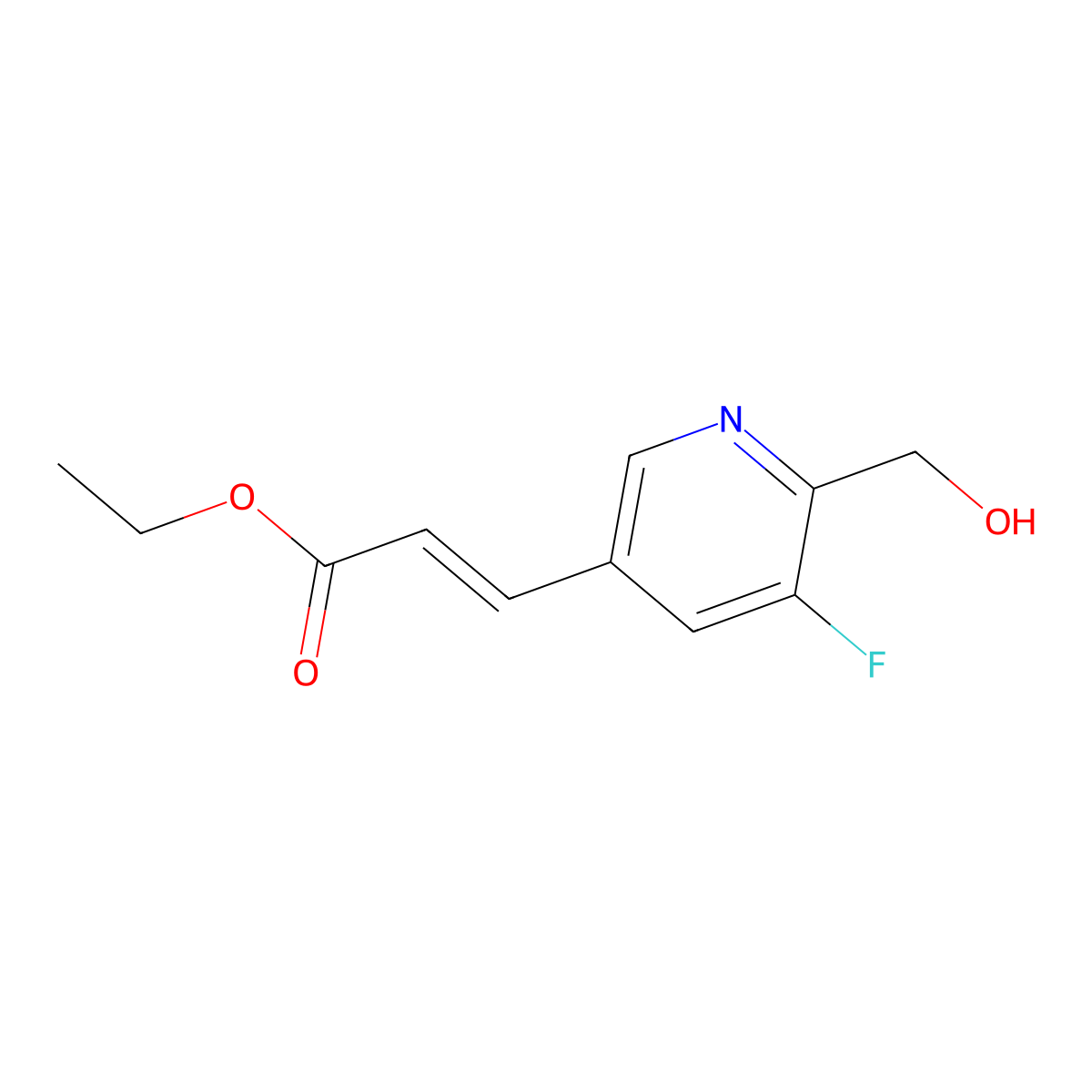 Ethyl (E)-3-(5-fluoro-6-(hydroxymethyl)pyridin-3-yl)acrylate molecular structure, CAS 2891801-60-6