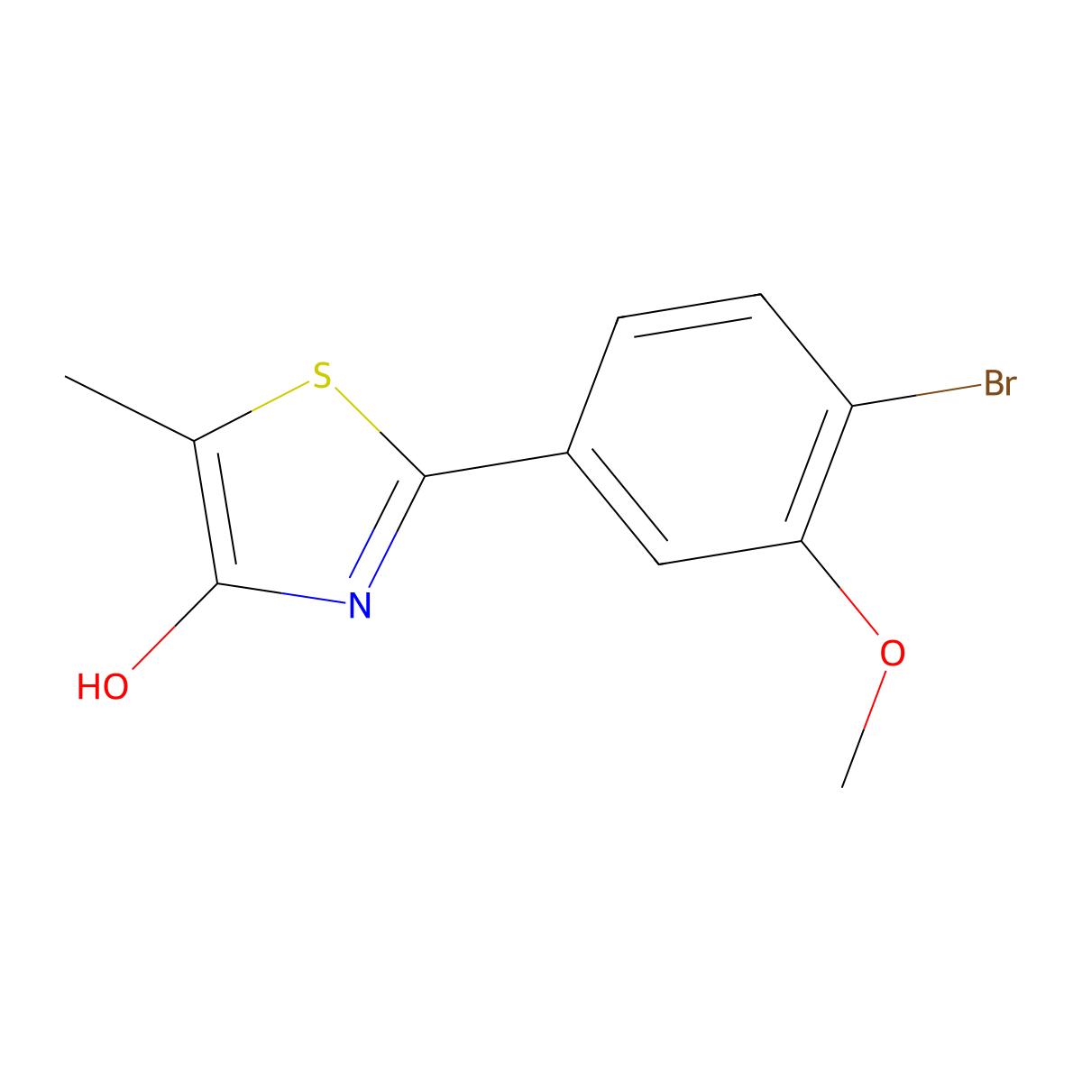 2-(4-Bromo-3-methoxyphenyl)-5-methylthiazol-4-ol molecular structure, CAS 2891985-92-3