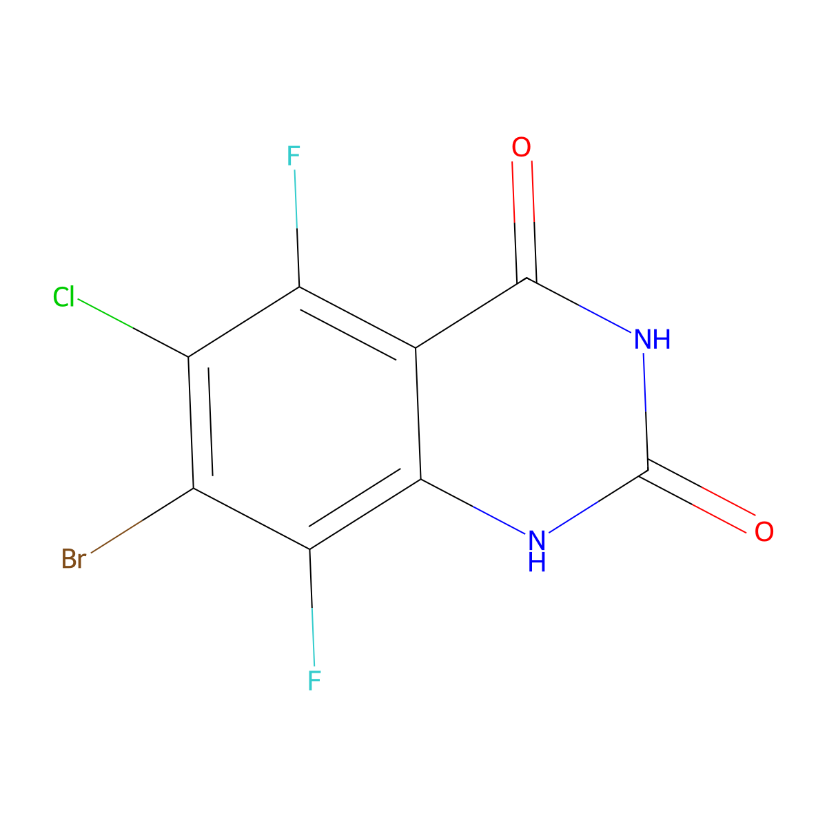 7-bromo-6-chloro-5,8-difluoroquinazoline-2,4(1H,3H)-dione molecular structure, CAS 2891993-37-4