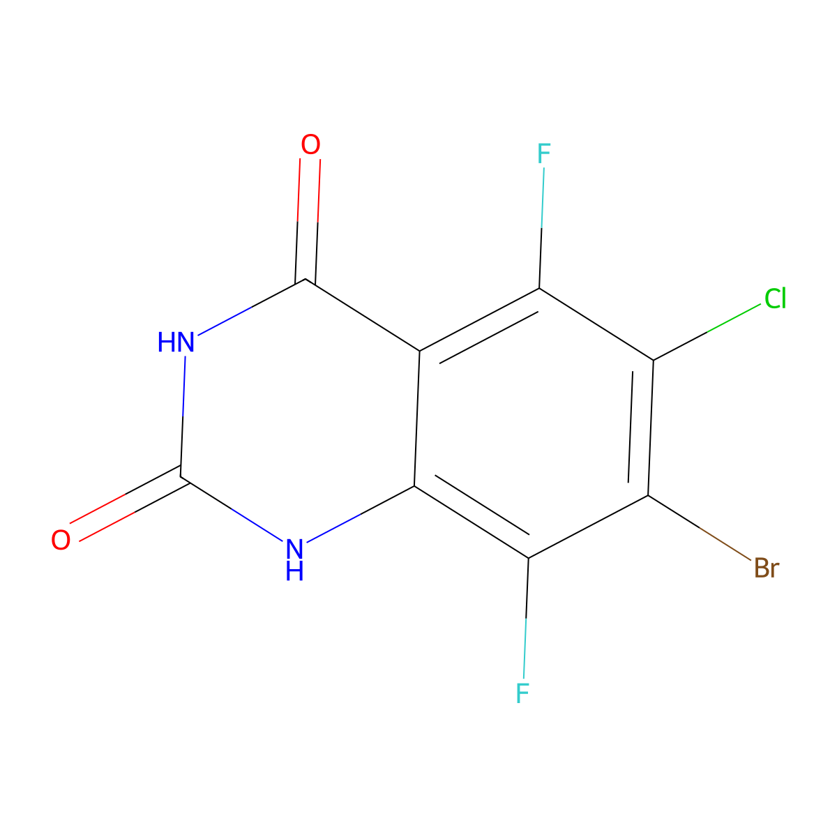 7-bromo-6-chloro-5,8-difluoroquinazoline-2,4(1H,3H)-dione molecular structure, CAS 2891993-37-4