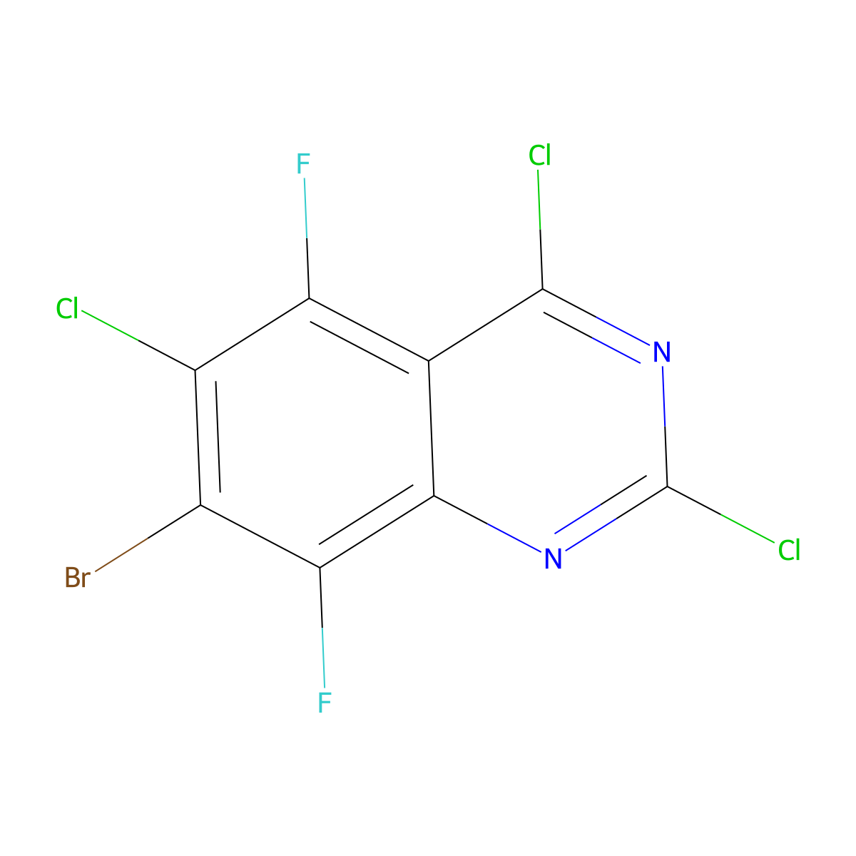 7-Bromo-2,4,6-trichloro-5,8-difluoroquinazoline molecular structure, CAS 2891993-38-5