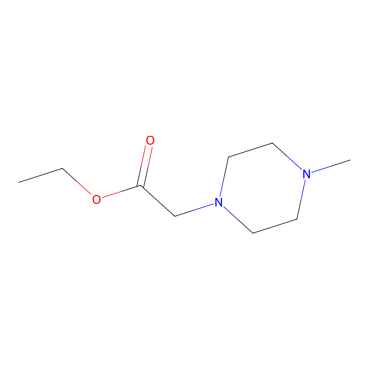 1-Piperazineacetic acid, 4-methyl-, ethyl ester molecular structure, CAS 28920-67-4