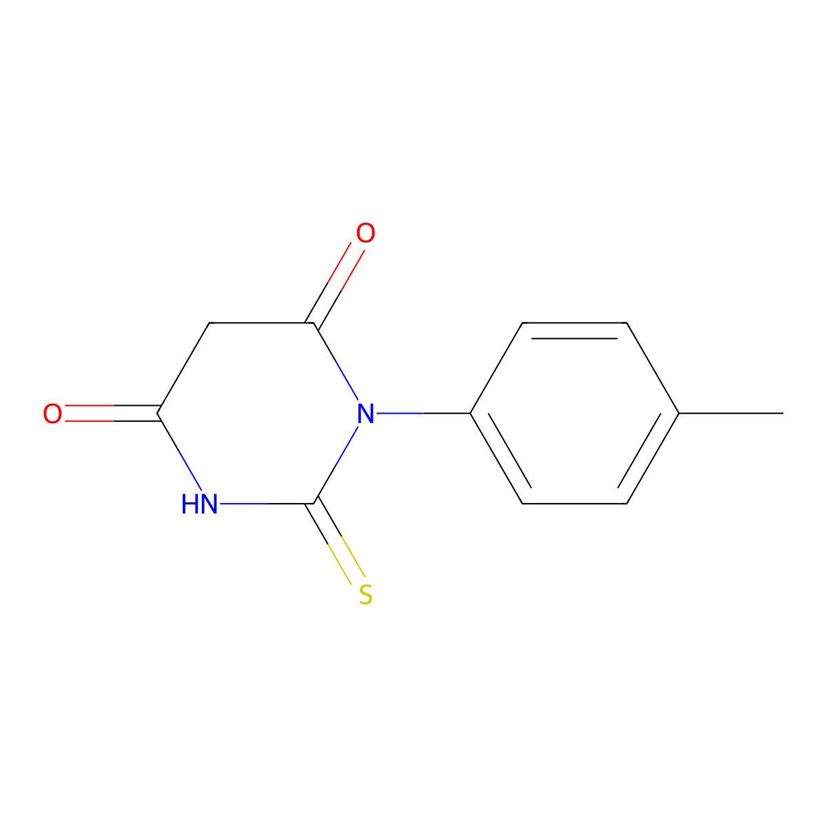 1-(4-Methylphenyl)-2-sulfanylidenedihydropyrimidine-4,6(1H,5H)-dione molecular structure, CAS 28921-28-0