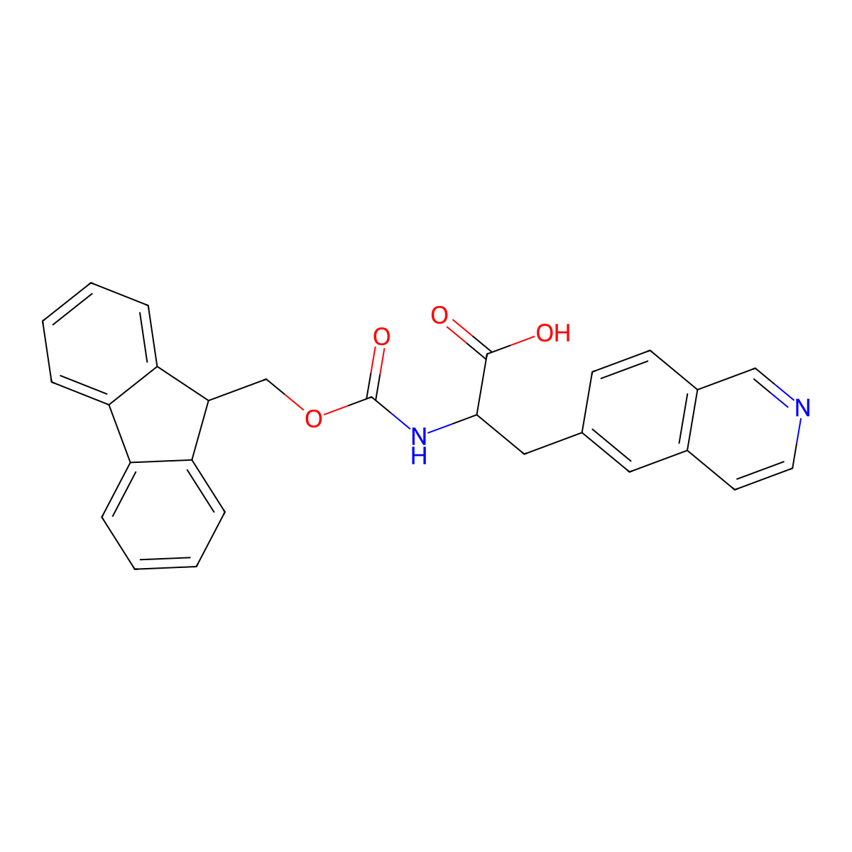 (S)-2-((((9H-Fluoren-9-yl)methoxy)carbonyl)amino)-3-(isoquinolin-6-yl)propanoic acid molecular structure, CAS 2892390-43-9