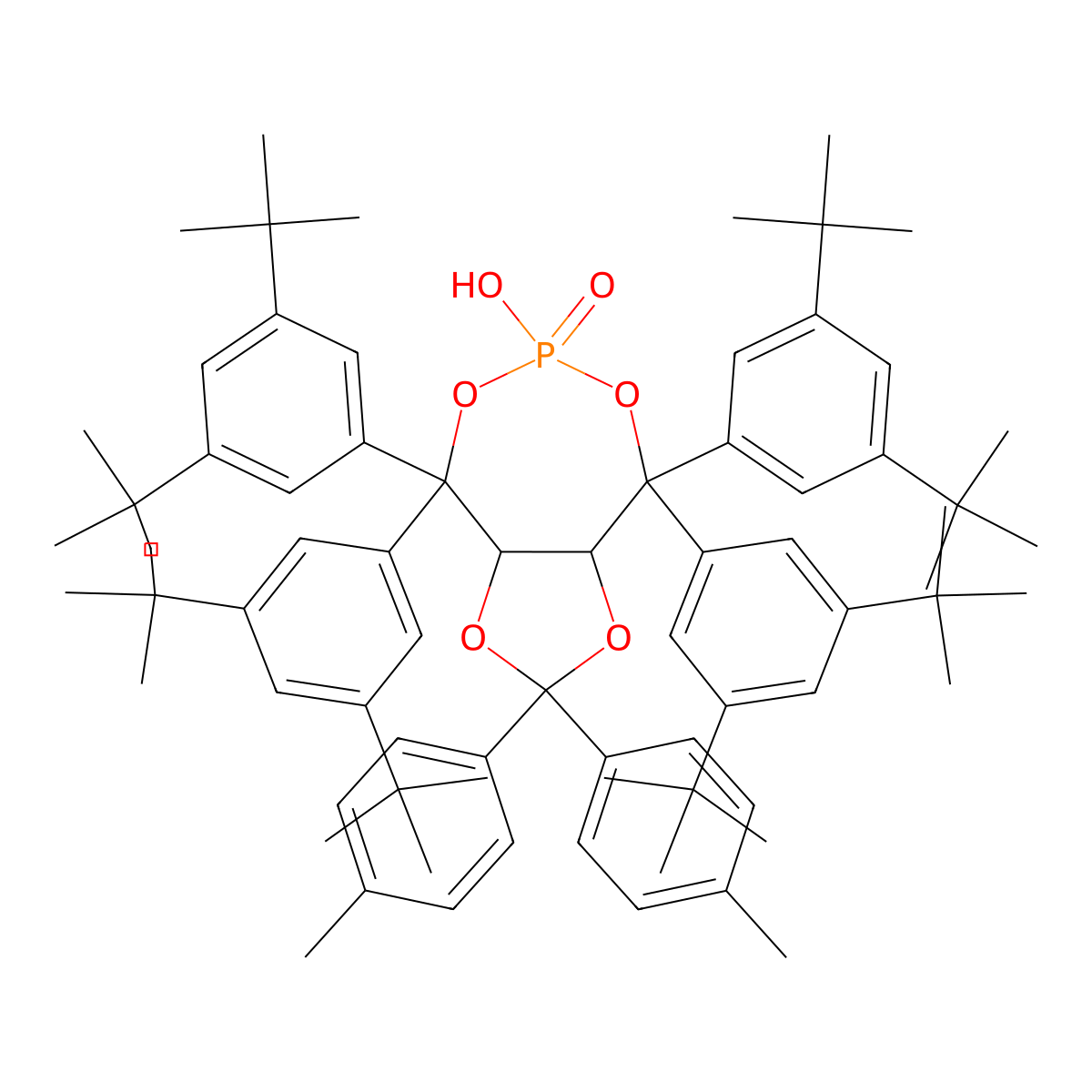 (3AS,8AS)-4,4,8,8-Tetrakis(3,5-DI-tert-butylphenyl)-6-hydroxy-2,2-DI-P-tolyltetrahydro-[1,3]dioxolo[4,5-E][1,3,2]dioxaphosphepine 6-oxide molecular structure, CAS 2892464-03-6
