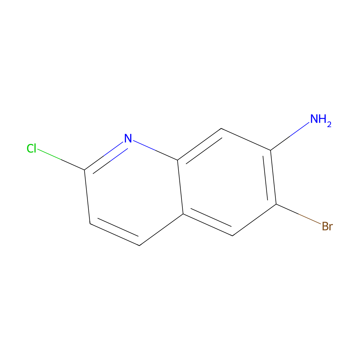 6-Bromo-2-chloroquinolin-7-amine molecular structure, CAS 2892520-53-3