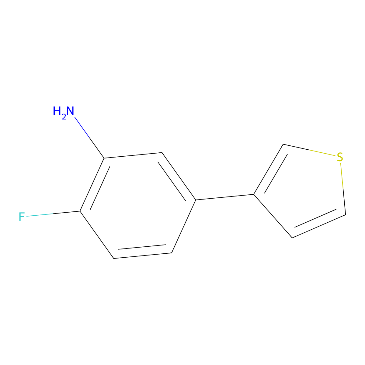 2-Fluoro-5-(thiophen-3-yl)aniline molecular structure, CAS 2892558-16-4