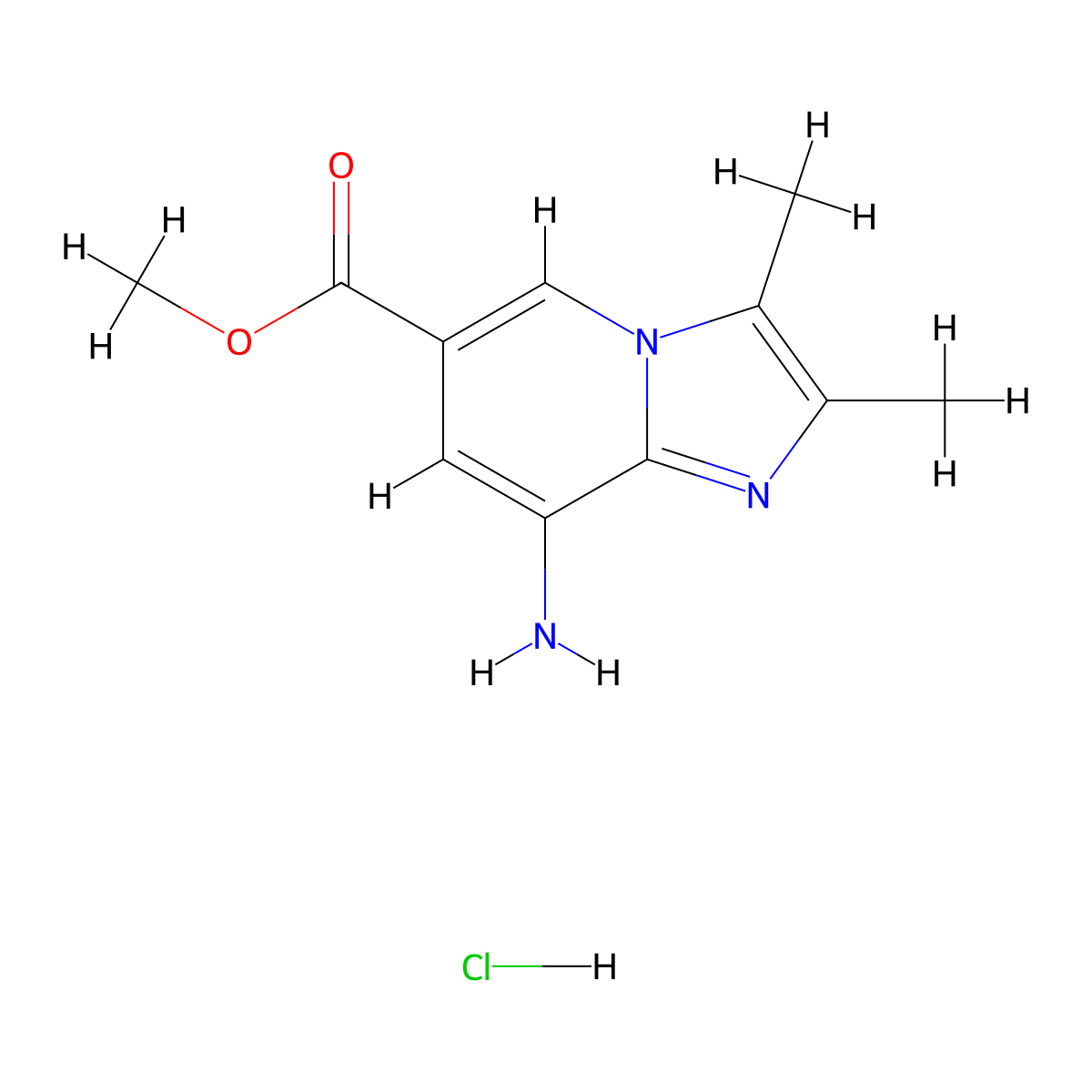 Methyl 8-amino-2,3-dimethyl-imidazo[1,2-A]pyridine-6-carboxylate hydrochloride molecular structure, CAS 2892564-07-5