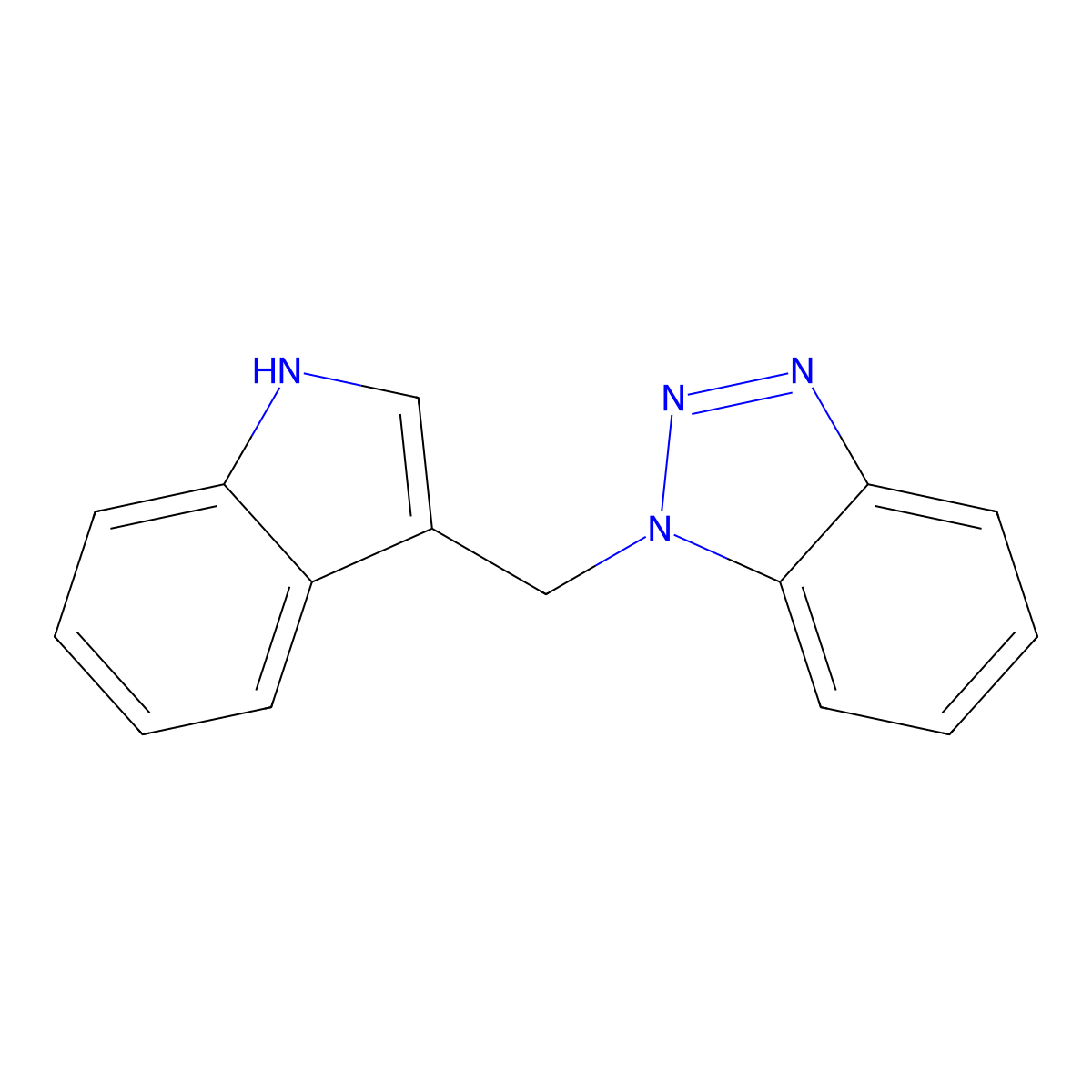 1-(1H-Indol-3-ylmethyl)-1H-1,2,3-benzotriazole, with minor 2-(1H-indol-3-yl)-(2H-1,2,3-benzotriazole regio-isomer molecular structure, CAS 28926-23-0