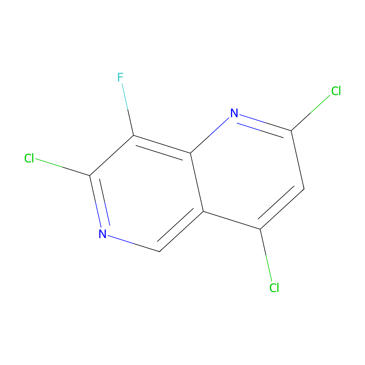 2,4,7-Trichloro-8-fluoro-1,6-naphthyridine molecular structure, CAS 2892635-63-9