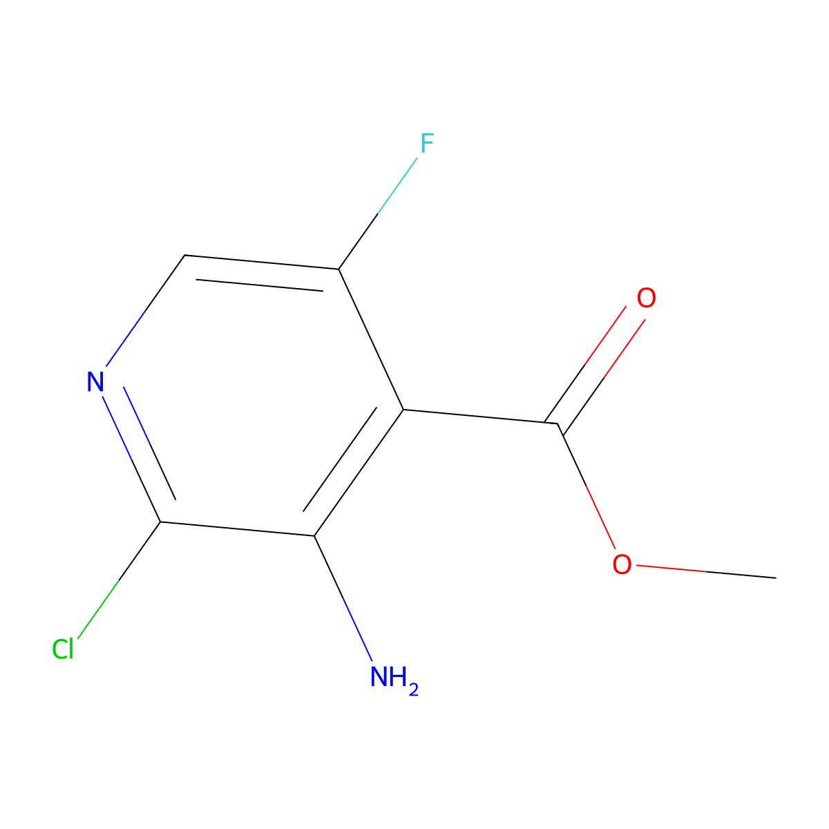 Methyl 3-amino-2-chloro-5-fluoropyridine-4-carboxylate molecular structure, CAS 2892663-29-3