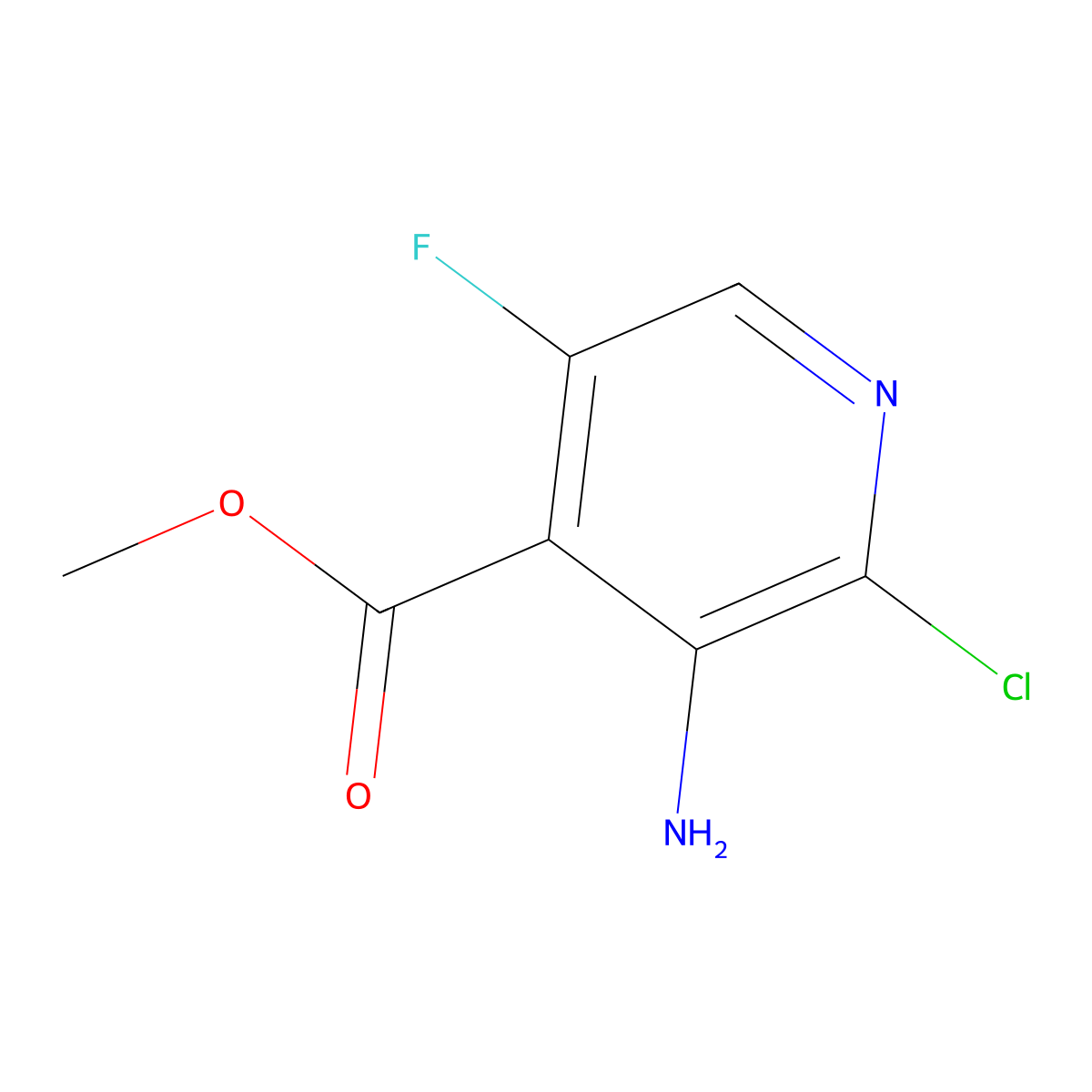Methyl 3-amino-2-chloro-5-fluoropyridine-4-carboxylate molecular structure, CAS 2892663-29-3