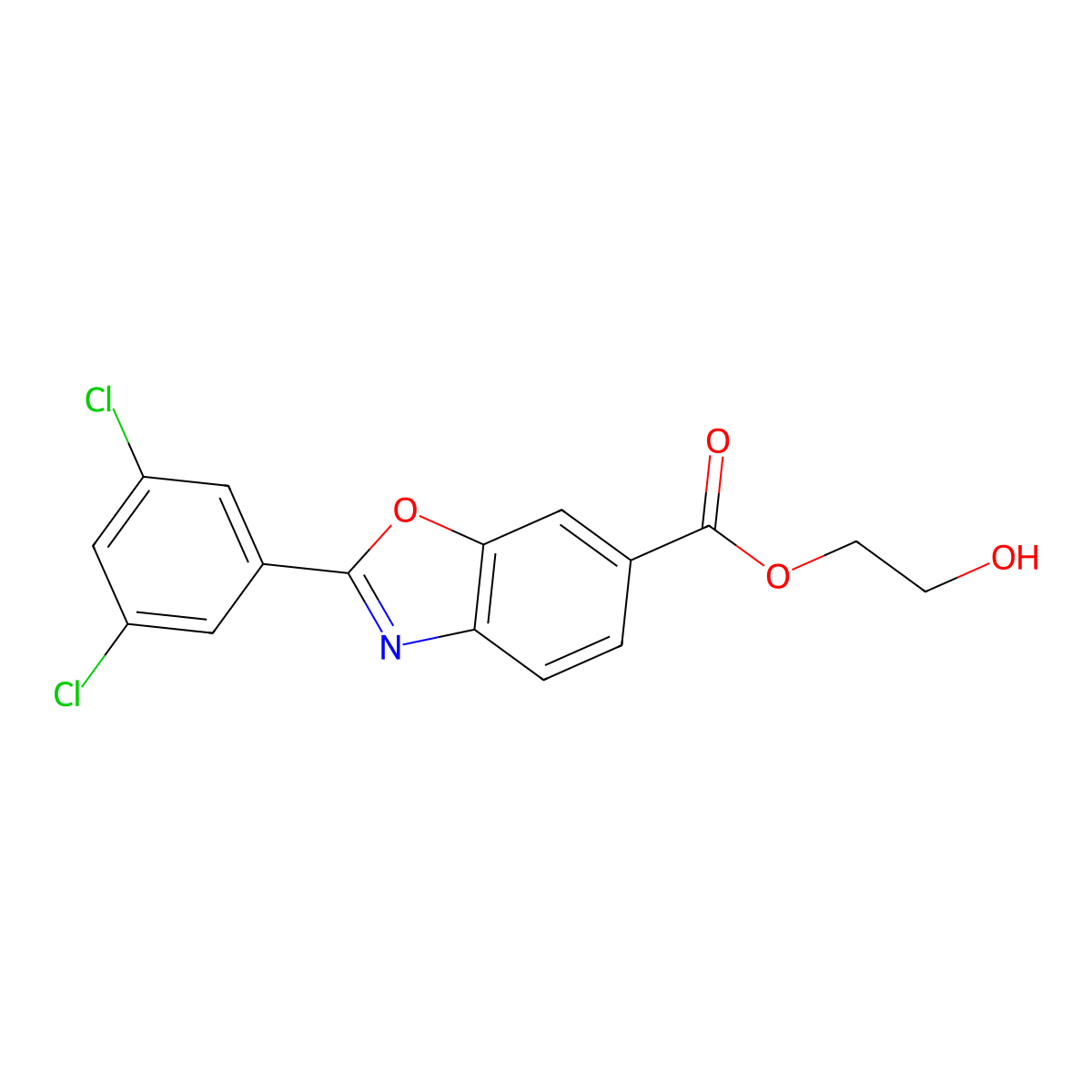 2-Hydroxyethyl 2-(3,5-dichlorophenyl)benzo[d]oxazole-6-carboxylate molecular structure, CAS 2892699-67-9