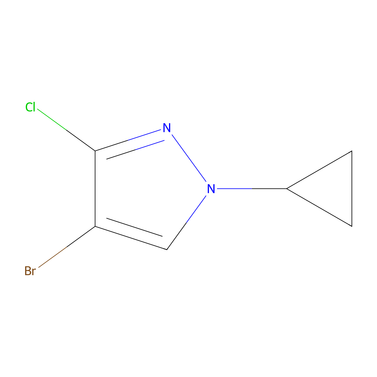 4-Bromo-3-chloro-1-cyclopropyl-1H-pyrazole molecular structure, CAS 2892705-03-0
