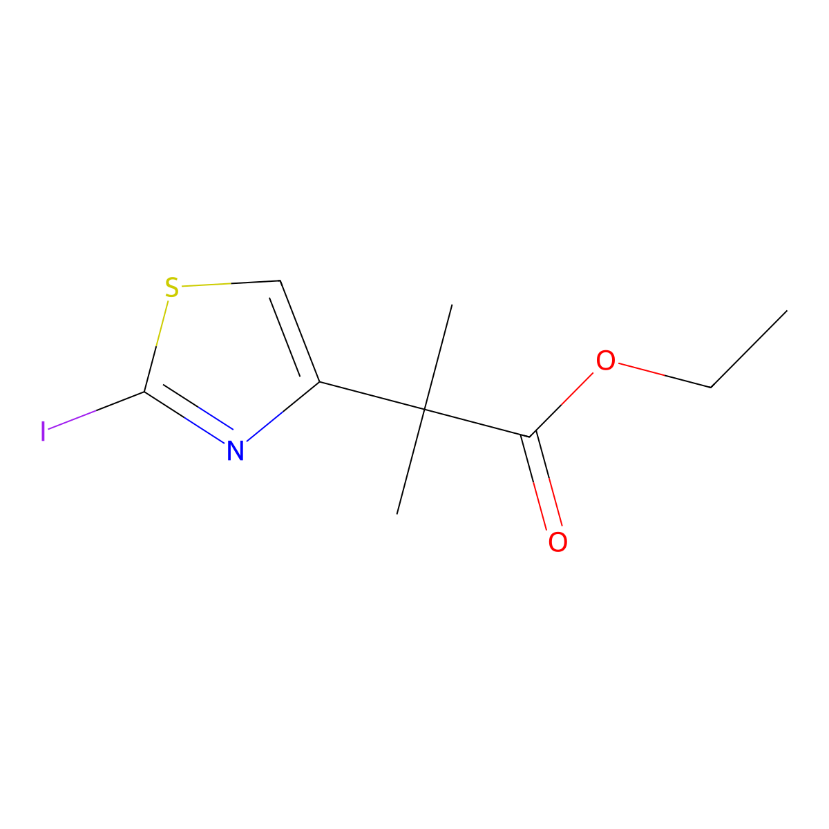 4-Thiazoleacetic acid, 2-iodo-alpha,alpha-dimethyl-, ethyl ester molecular structure, CAS 2892821-68-8