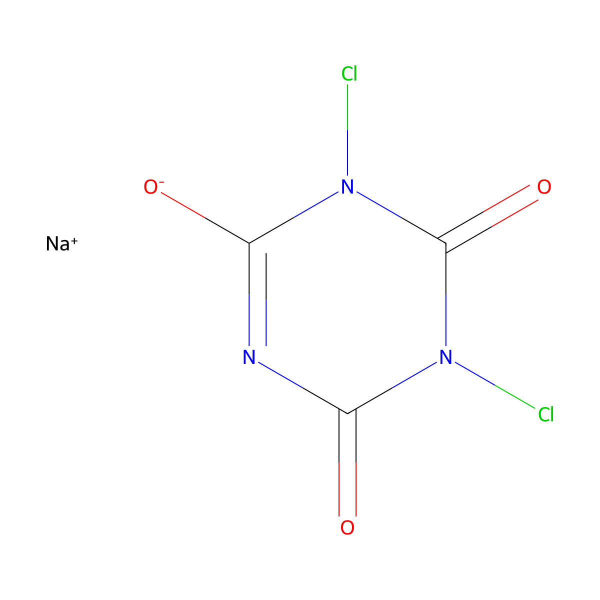 Troclosene sodium molecular structure, CAS 2893-78-9