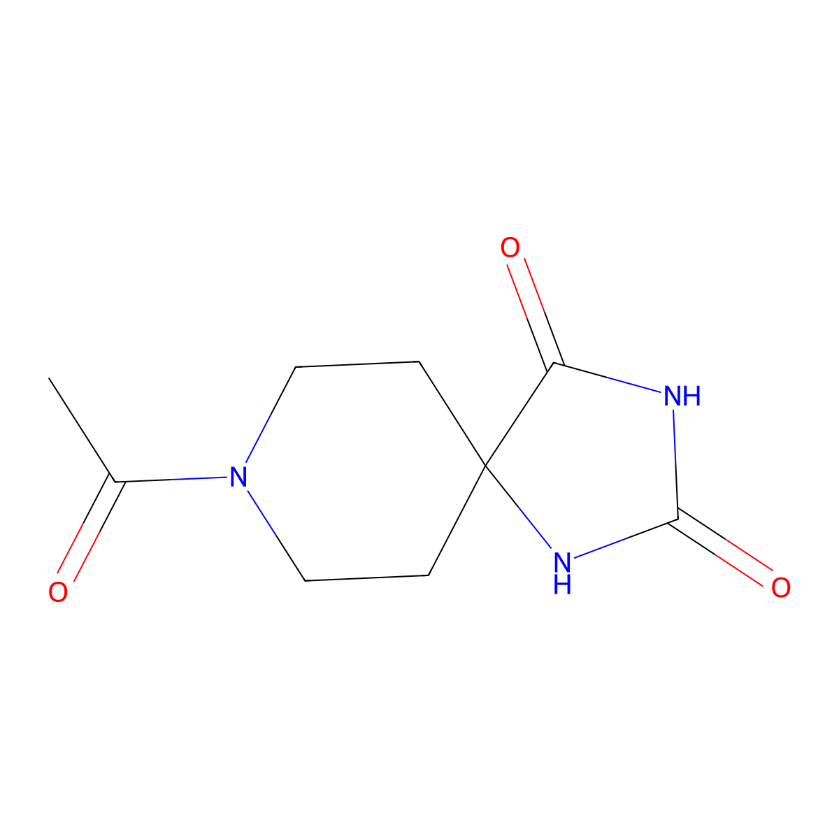 8-Acetyl-1,3,8-triazaspiro[4.5]decane-2,4-dione molecular structure, CAS 28936-91-6