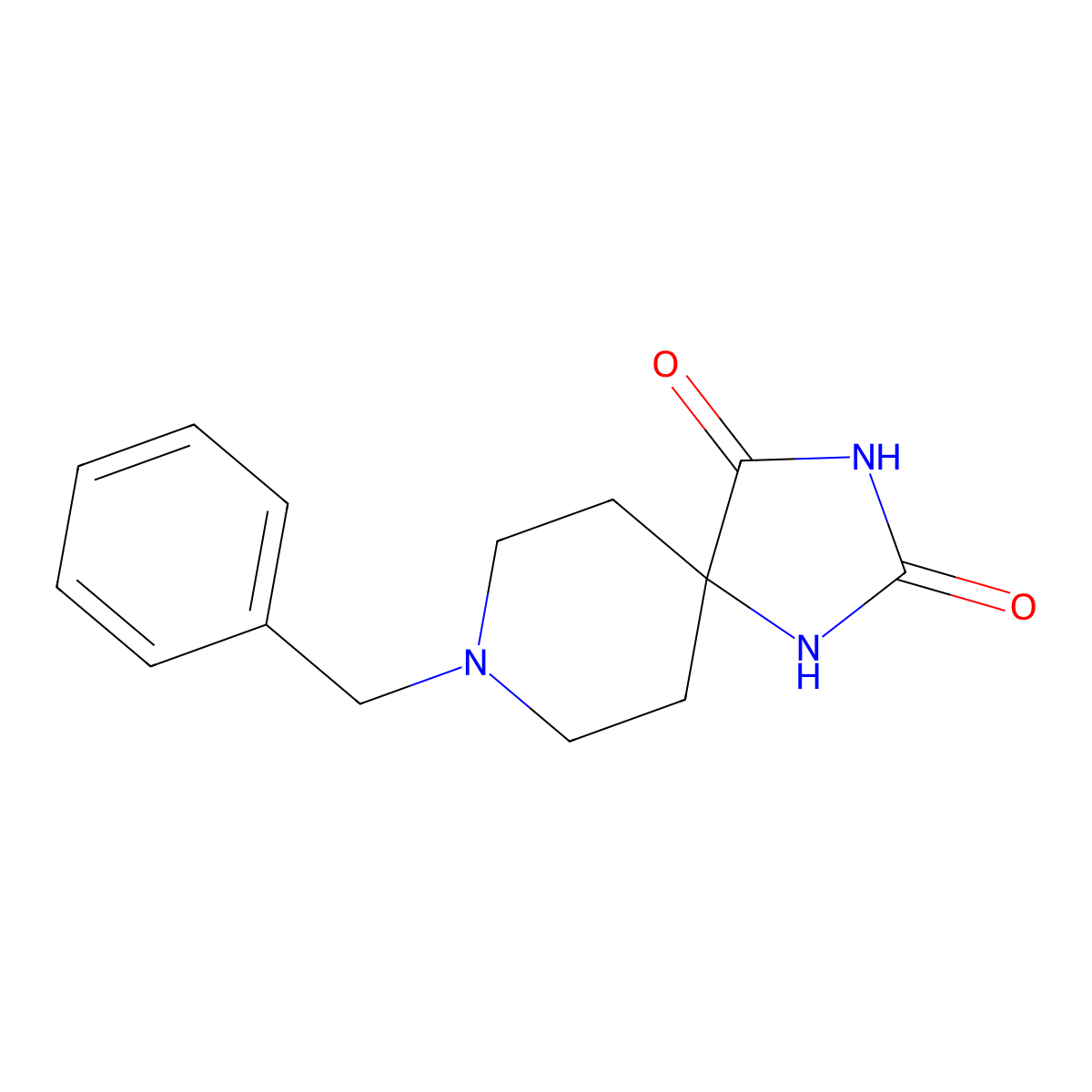 1,3,8-Triazaspiro(4.5)decane-2,4-dione, 8-(phenylmethyl)- molecular structure, CAS 28936-94-9