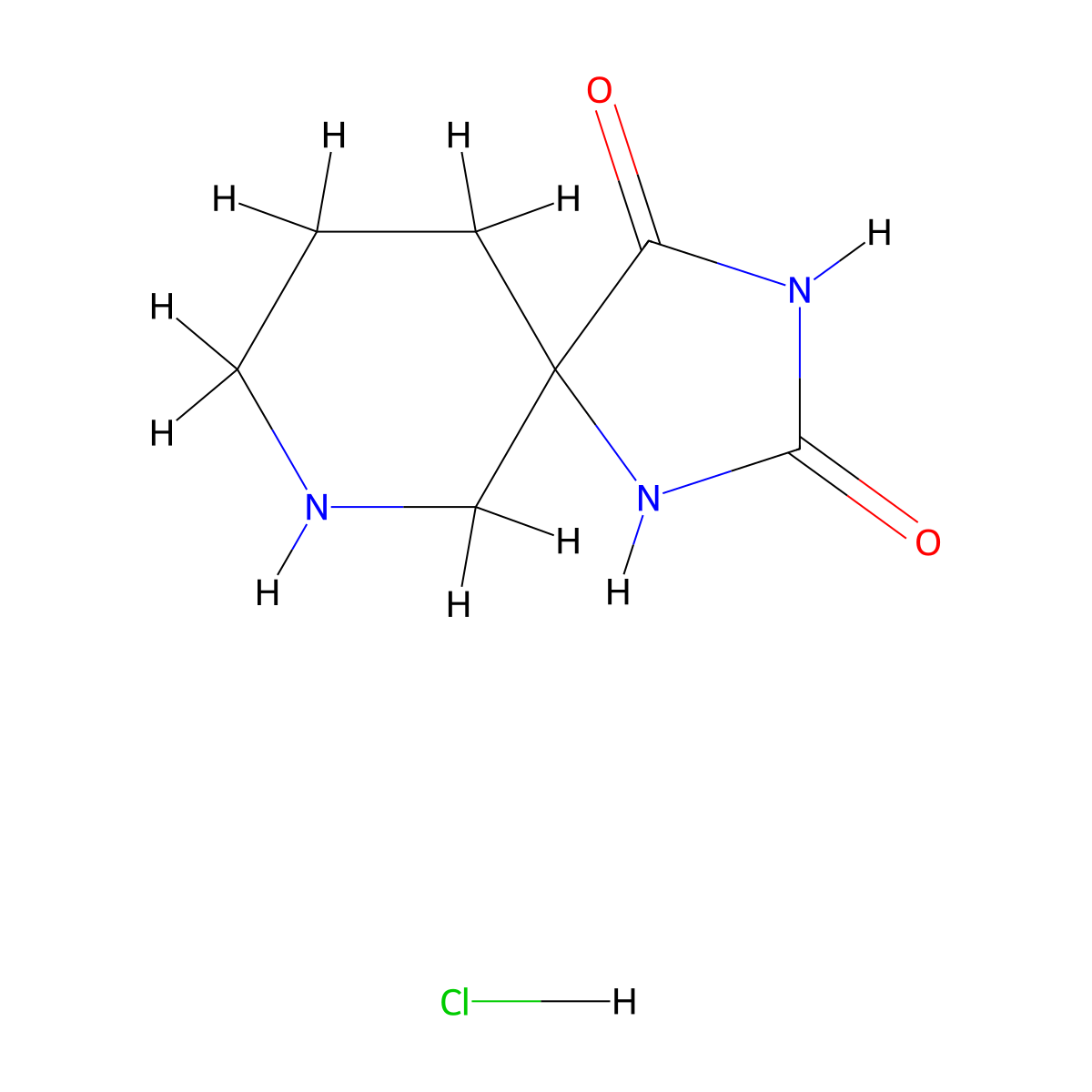 1,3,7-Triazaspiro(4.5)decane-2,4-dione hydrochloride molecular structure, CAS 28937-09-9