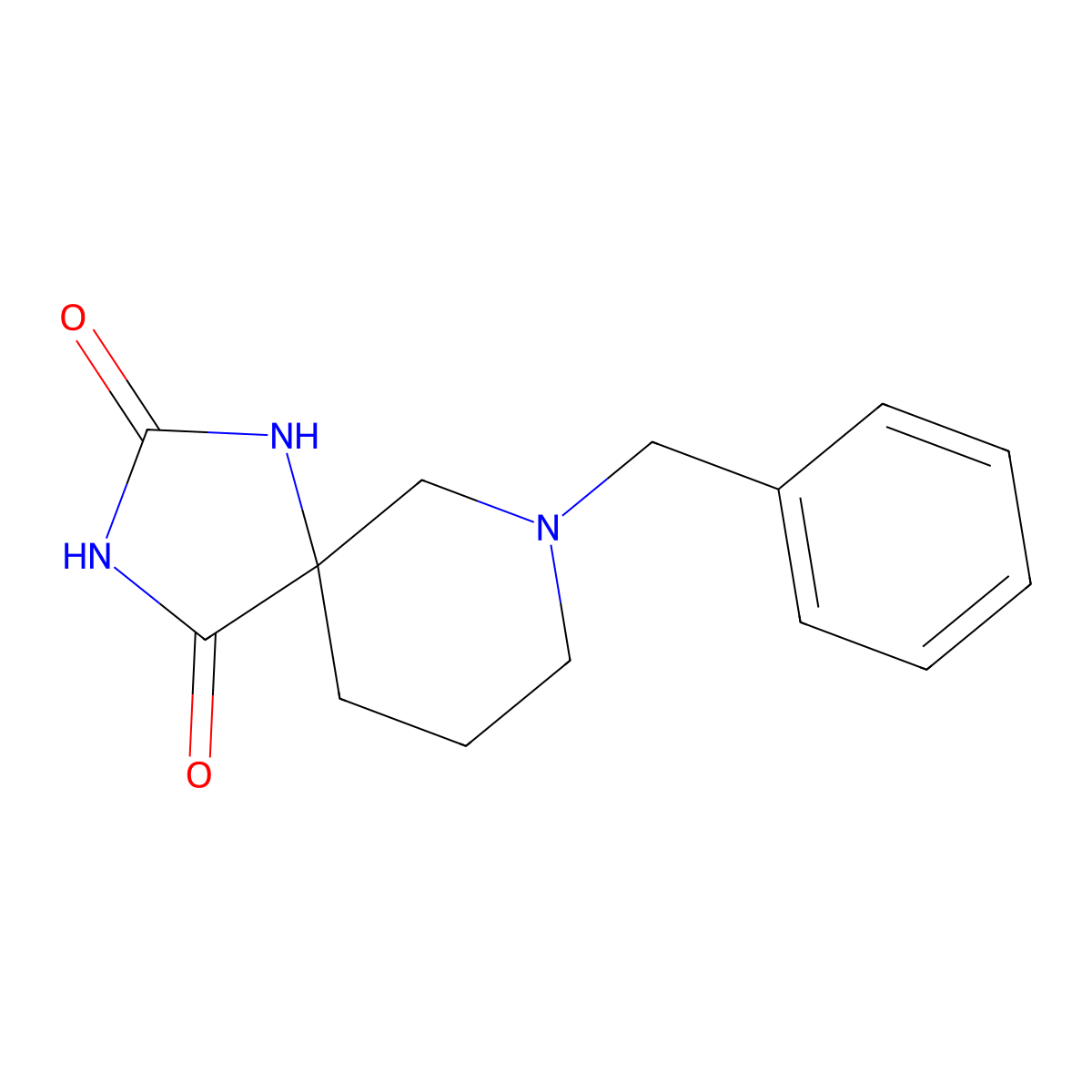 7-(Phenylmethyl)-1,3,7-triazaspiro(4.5)decane-2,4-dione molecular structure, CAS 28937-10-2