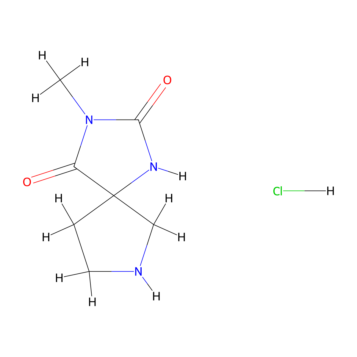 3-Methyl-1,3,7-triazaspiro[4.4]nonane-2,4-dione hydrochloride molecular structure, CAS 28937-15-7
