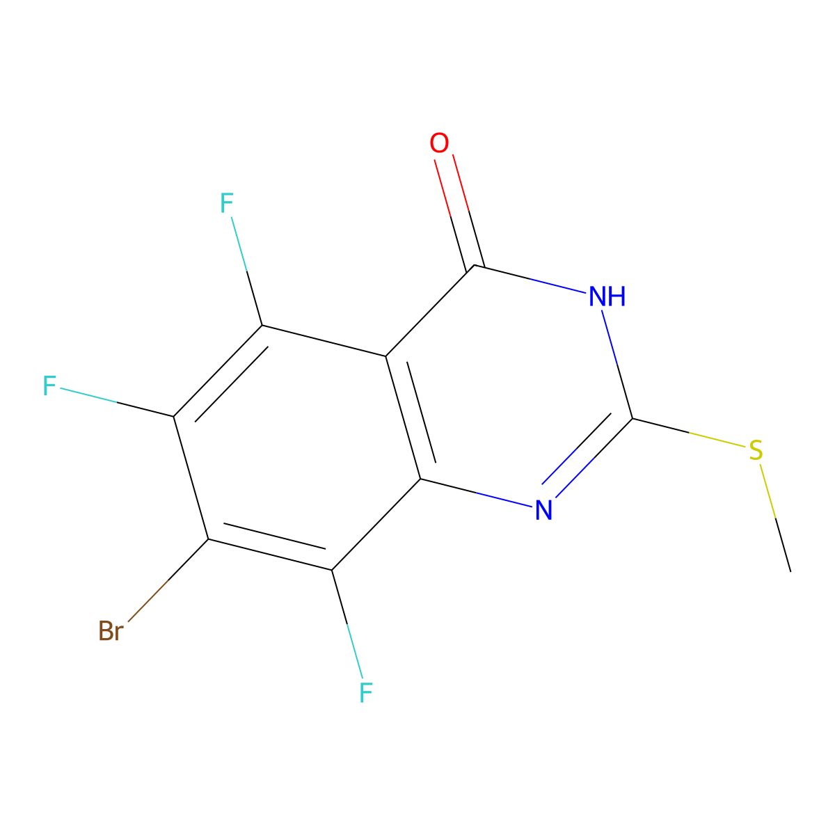 7-Bromo-5,6,8-trifluoro-2-(methylthio)quinazolin-4-OL molecular structure, CAS 2893764-54-8