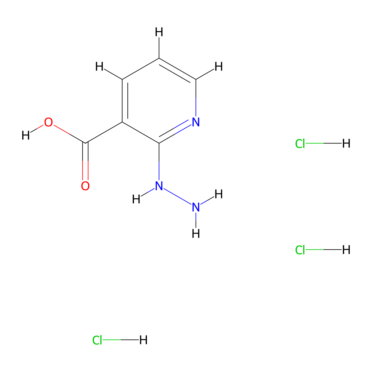 2-Hydrazinylpyridine-3-carboxylic acid trihydrochloride molecular structure, CAS 2893808-14-3