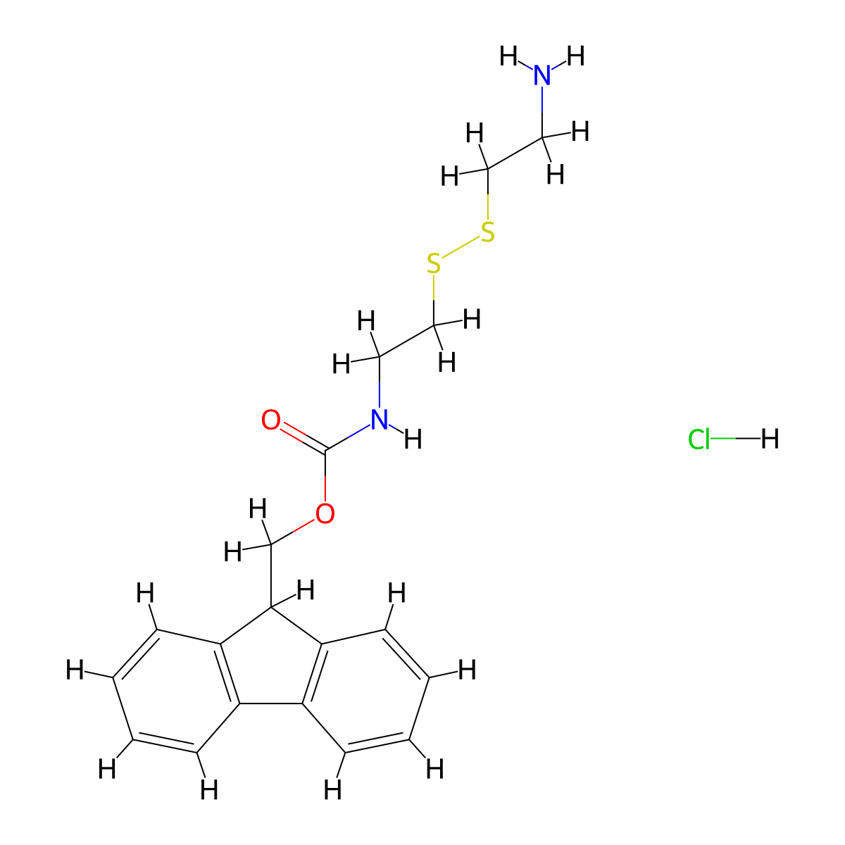 (9H-fluoren-9-yl)methyl N-{2-[(2-aminoethyl)disulfanyl]ethyl}carbamate hydrochloride molecular structure, CAS 2893917-85-4