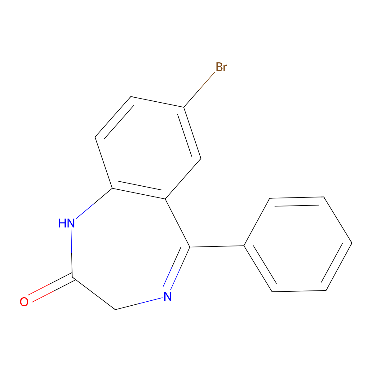 7-bromo-5-phenyl-1,2-dihydro-2H-1,4-benzodiazepin-2-one molecular structure, CAS 2894-61-3