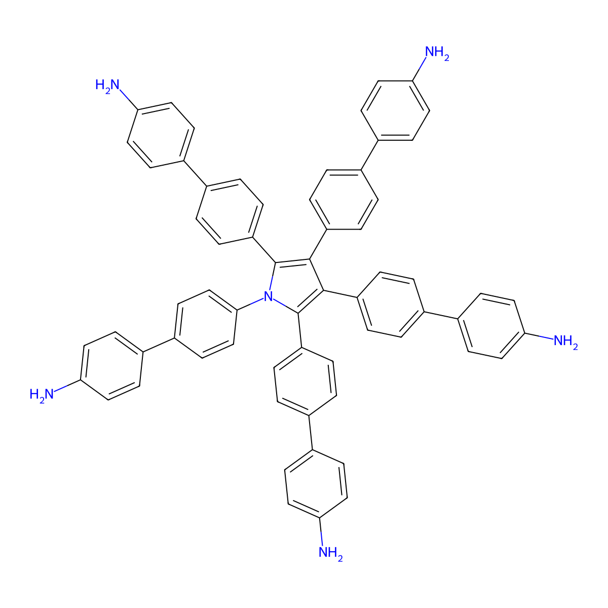 4',4''',4''''',4''''''',4'''''''''-(1H-Pyrrole-1,2,3,4,5-pentayl)pentakis(([1,1'-biphenyl]-4-amine)) molecular structure, CAS 2894055-42-4