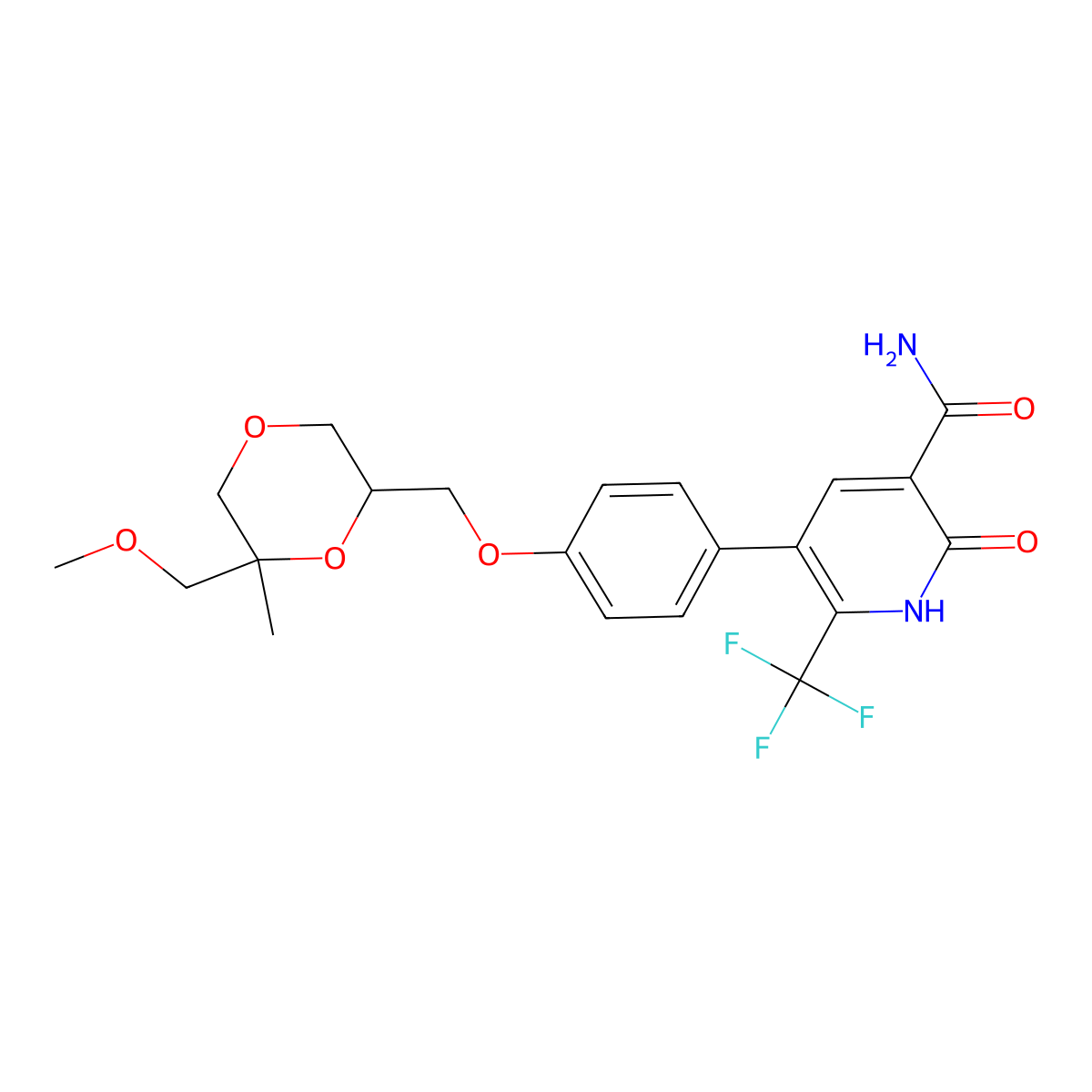 5-[4-[[(2S,6S)-6-(methoxymethyl)-6-methyl-1,4-dioxan-2-yl]methoxy]phenyl]-2-oxo-6-(trifluoromethyl)-1H-pyridine-3-carboxamide molecular structure, CAS 2894060-67-2