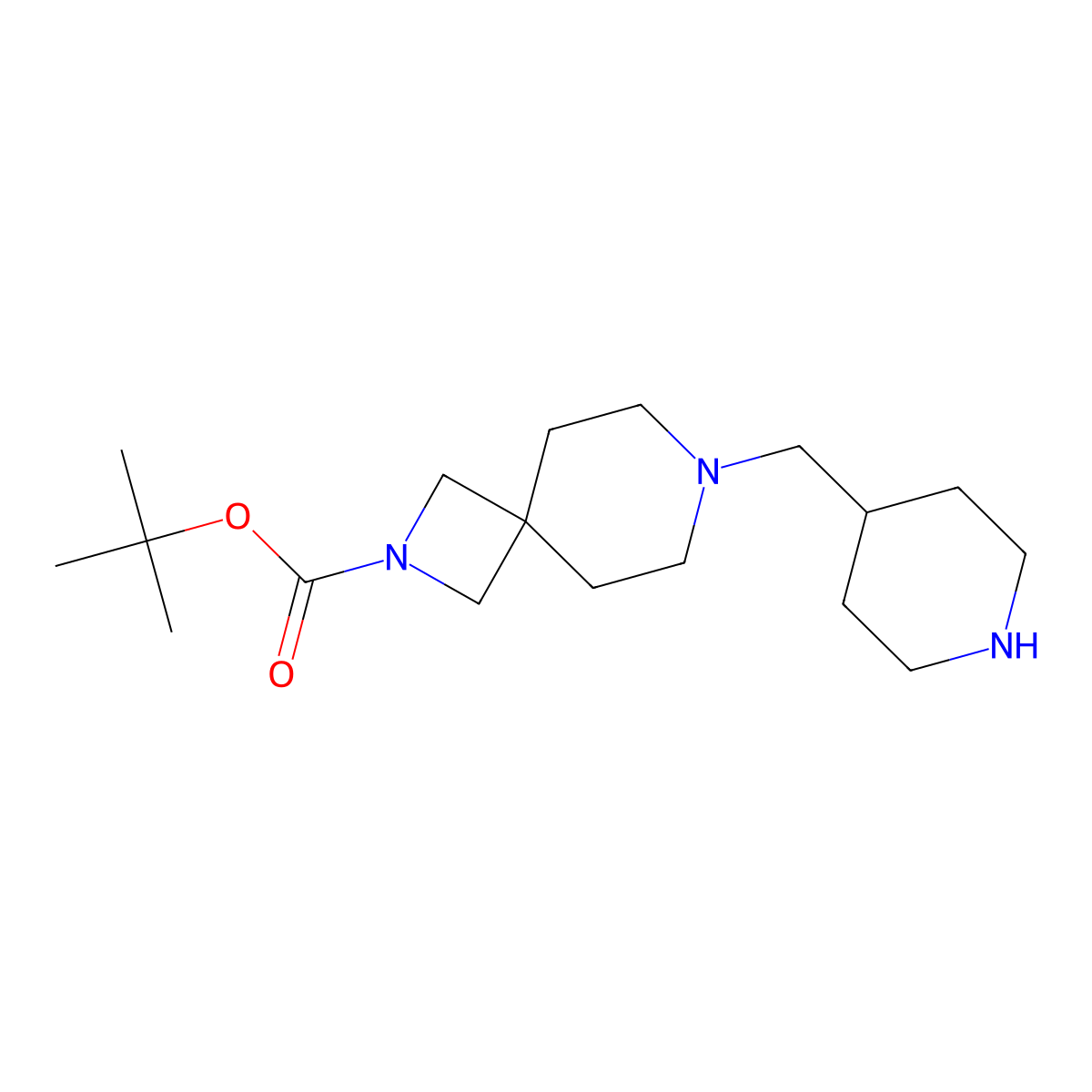 Tert-butyl 7-(piperidin-4-ylmethyl)-2,7-diazaspiro[3.5]nonane-2-carboxylate molecular structure, CAS 2894098-28-1