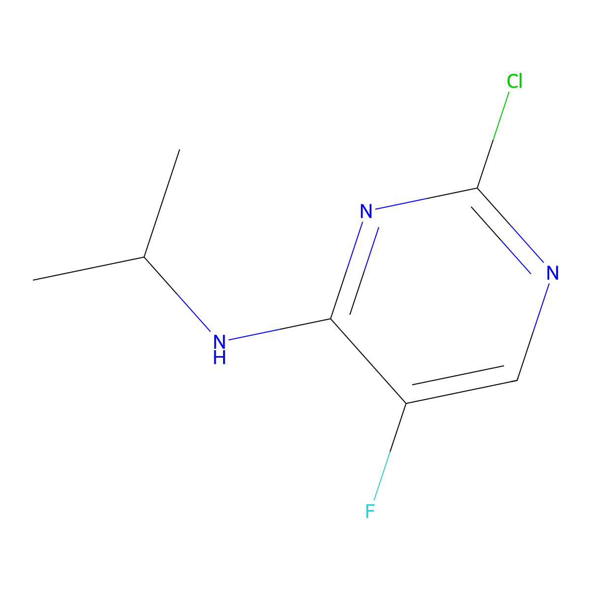 2-chloro-5-fluoro-N-(propan-2-yl)pyrimidin-4-amine molecular structure, CAS 28942-85-0